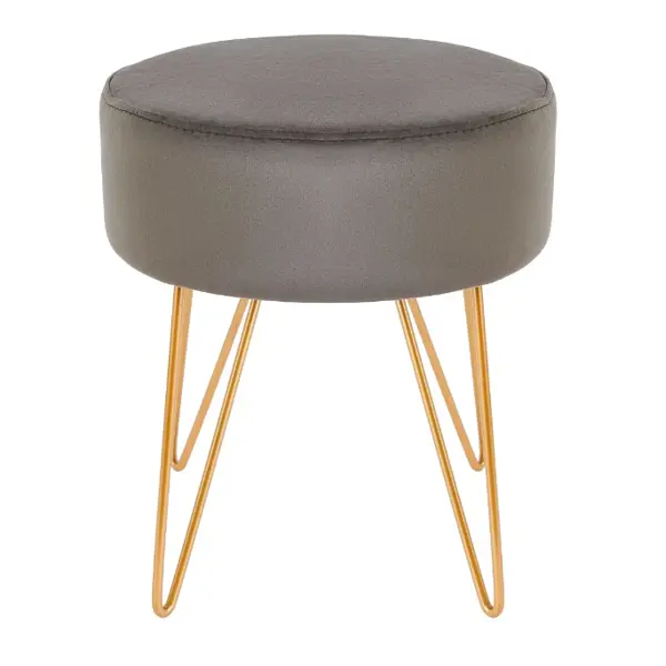 Пуф бархат круглый серый 34x40 см