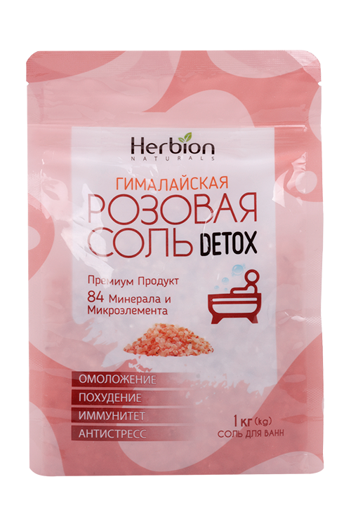 Соль Herbion гималайская Розовая соль DETOX д/ванн, 1 кг