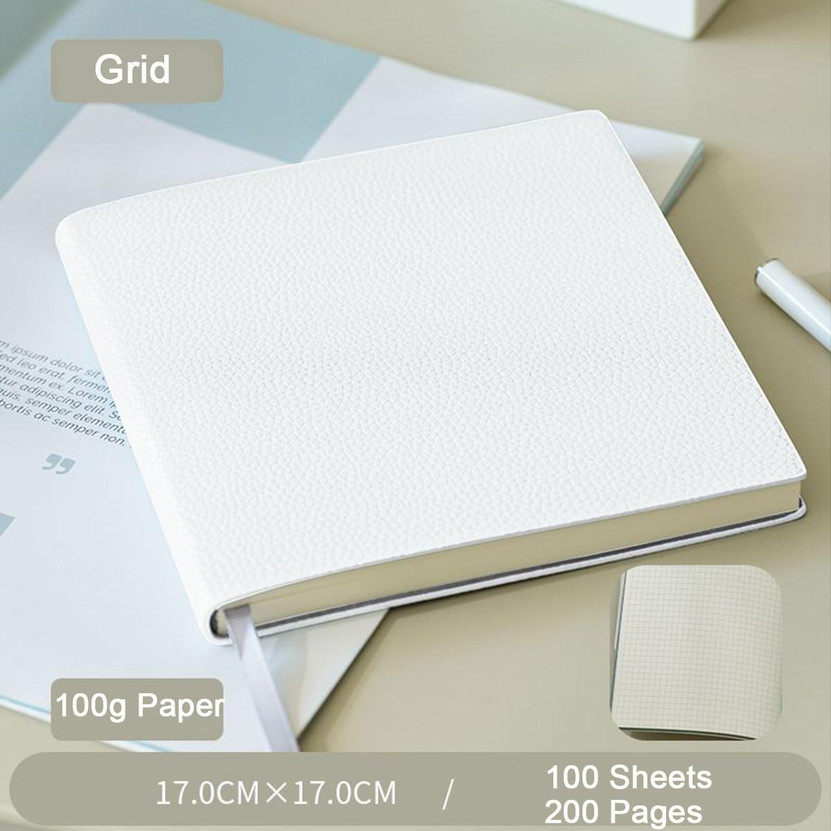 Квадратный блокнот из толстой кожи, справочник, дневник студента, блокнот для девочки, путевой журнал, чистые/сетчатые внутренние страницы, 100 листов, 200 страниц Grid