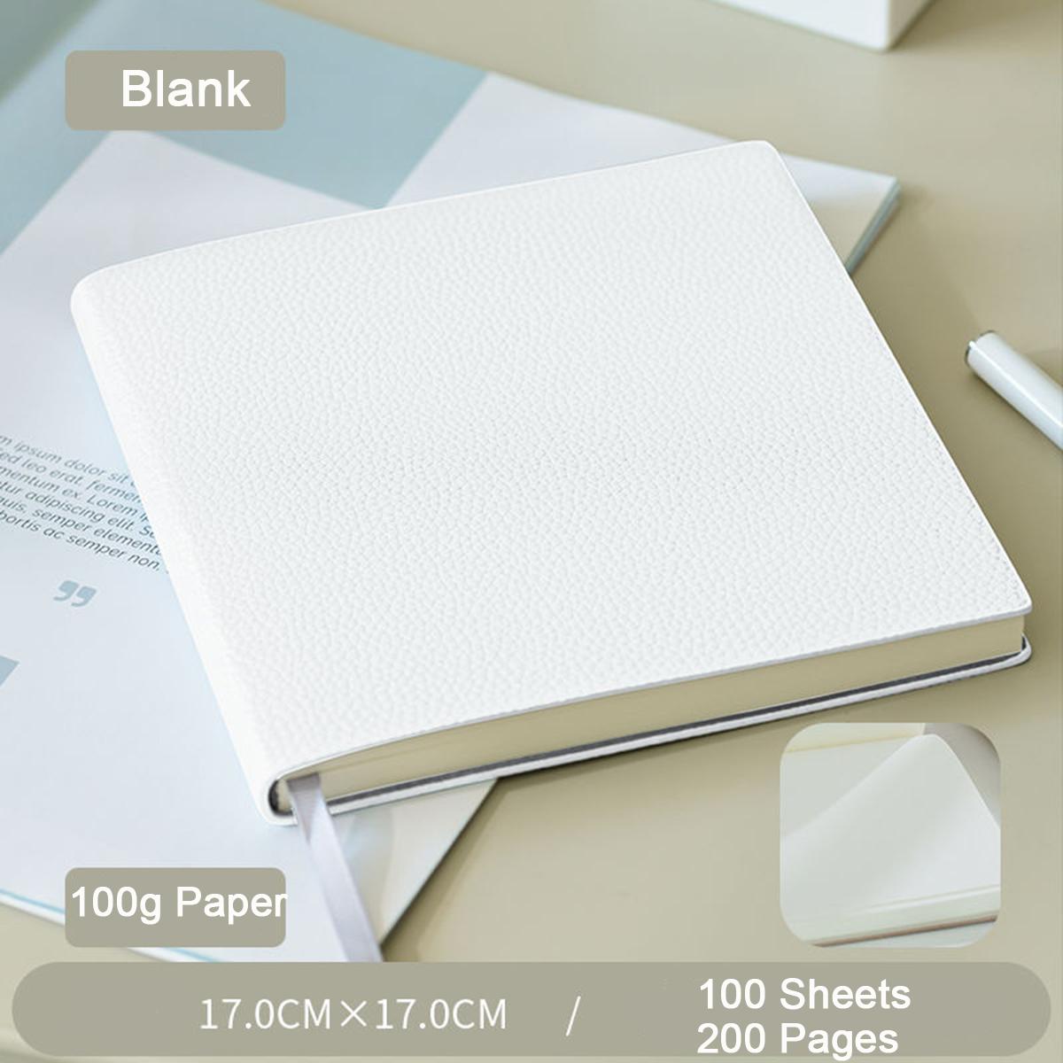 Квадратный блокнот из толстой кожи, справочник, дневник студента, блокнот для девочки, путевой журнал, чистые/сетчатые внутренние страницы, 100 листов, 200 страниц Blank