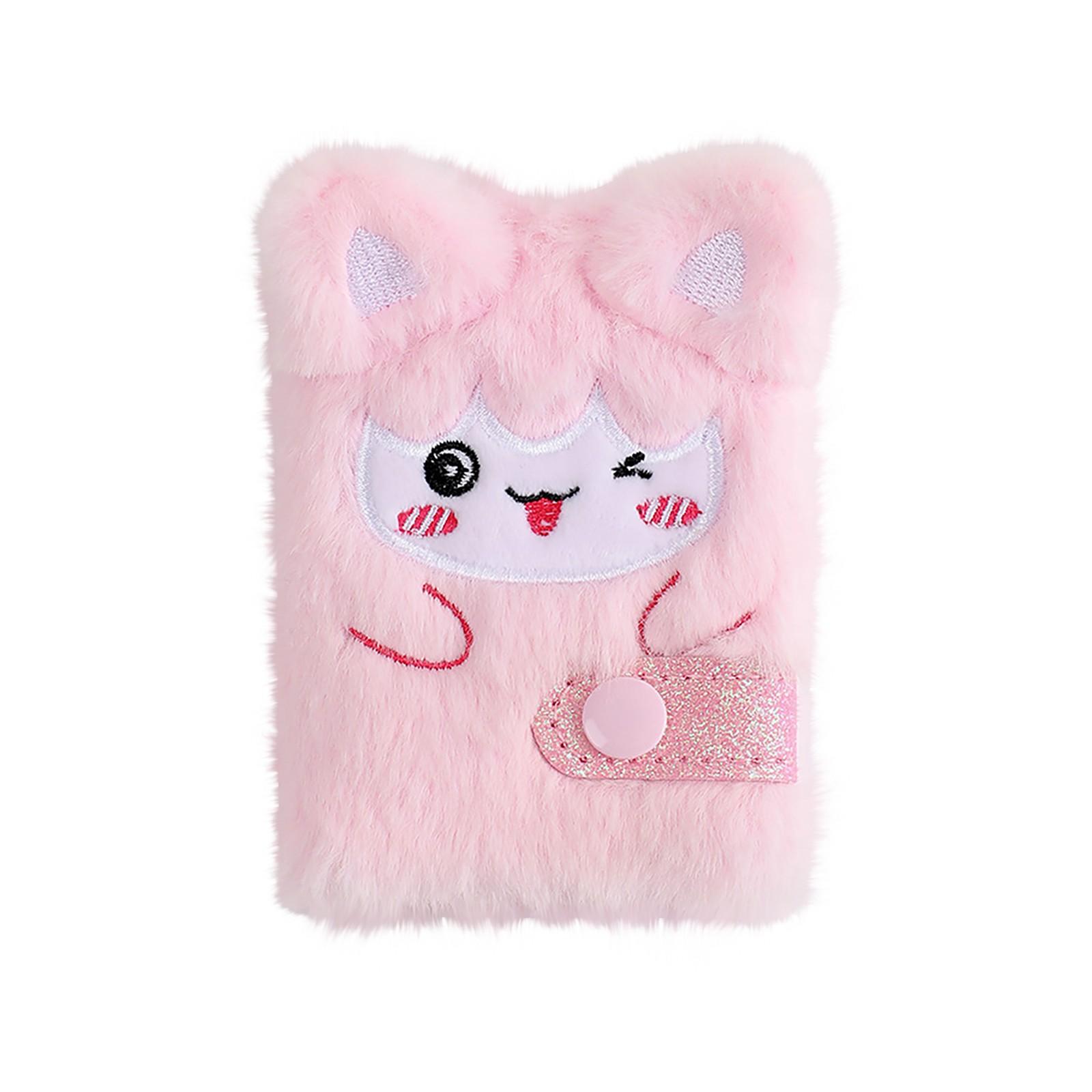 Мультяшный плюшевый блокнот для студента A5 Дневник для девочки Справочник для девочки Подарочная книга One Size светло-розовый