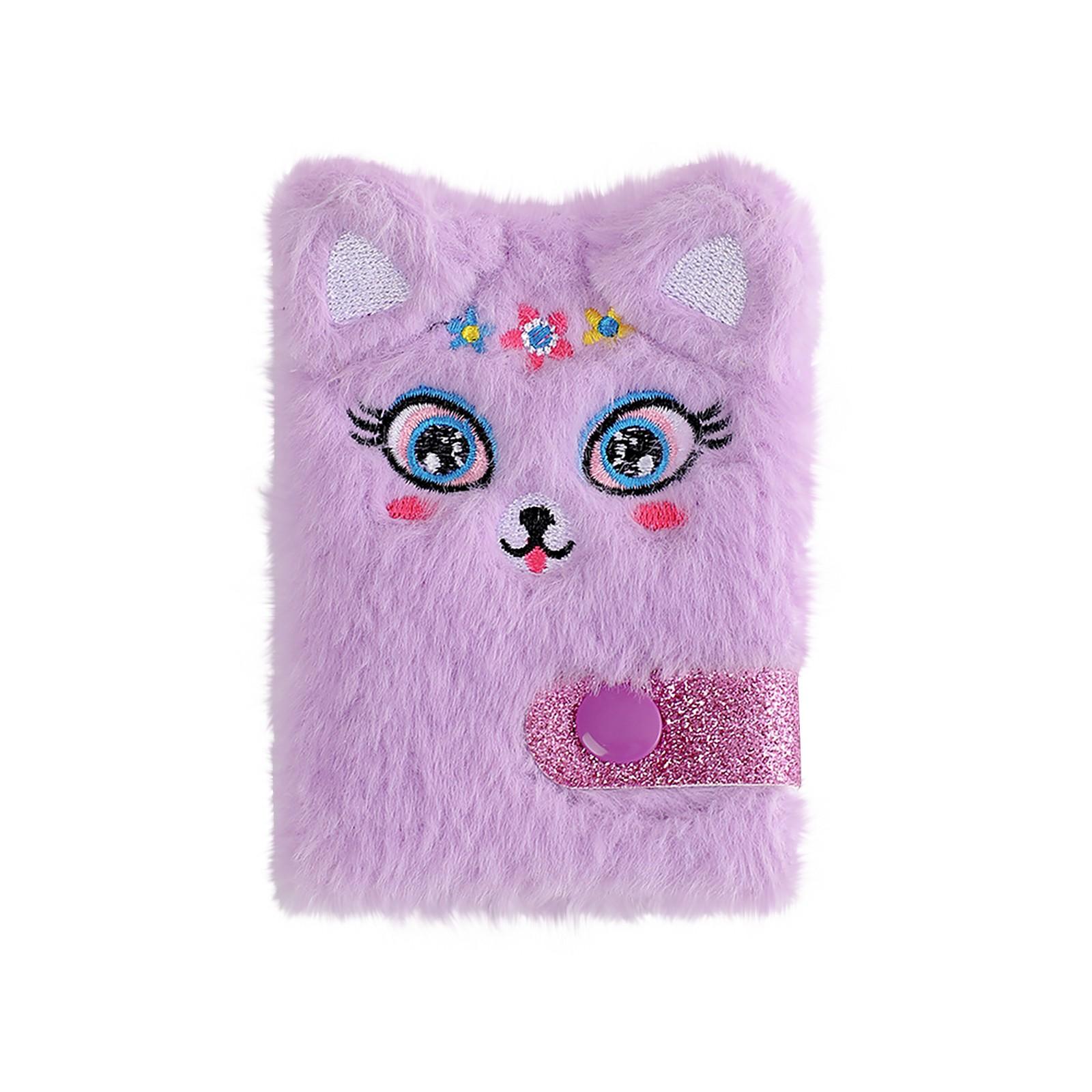 Мультяшный плюшевый блокнот для студента A5 Дневник для девочки Справочник для девочки Подарочная книга One Size фиолетовый